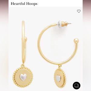 NWT Kate Spade hoop earring with heart charm in gold and diver heart